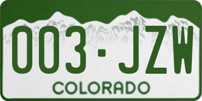 CO license plate 003JZW