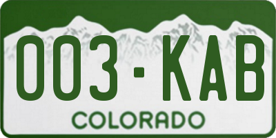 CO license plate 003KAB