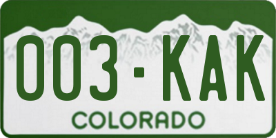 CO license plate 003KAK