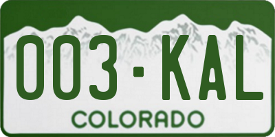 CO license plate 003KAL