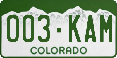 CO license plate 003KAM