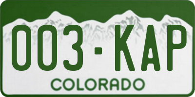 CO license plate 003KAP