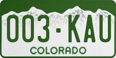 CO license plate 003KAU