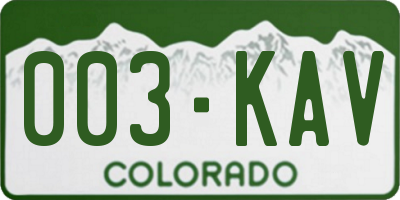 CO license plate 003KAV
