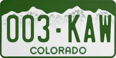 CO license plate 003KAW