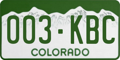 CO license plate 003KBC