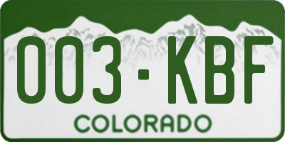 CO license plate 003KBF