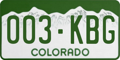 CO license plate 003KBG