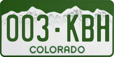 CO license plate 003KBH