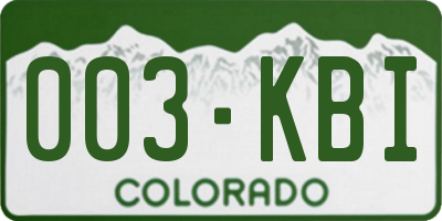 CO license plate 003KBI