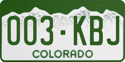 CO license plate 003KBJ