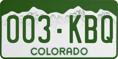 CO license plate 003KBQ