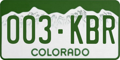 CO license plate 003KBR