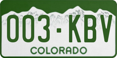 CO license plate 003KBV