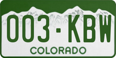CO license plate 003KBW