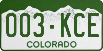 CO license plate 003KCE