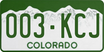 CO license plate 003KCJ