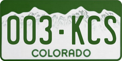 CO license plate 003KCS