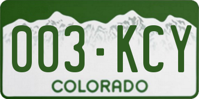 CO license plate 003KCY