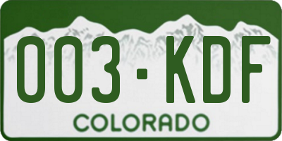 CO license plate 003KDF