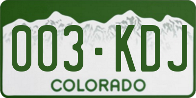 CO license plate 003KDJ