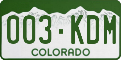 CO license plate 003KDM