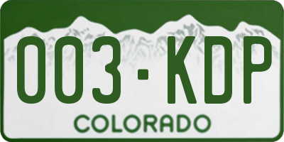 CO license plate 003KDP