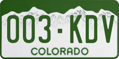 CO license plate 003KDV
