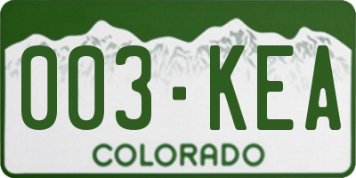 CO license plate 003KEA