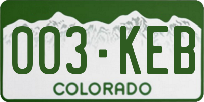 CO license plate 003KEB