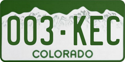 CO license plate 003KEC