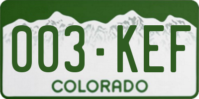 CO license plate 003KEF