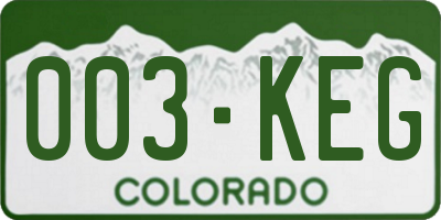 CO license plate 003KEG