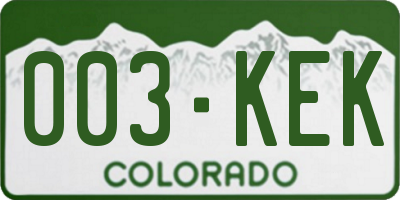CO license plate 003KEK