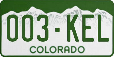 CO license plate 003KEL