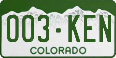 CO license plate 003KEN