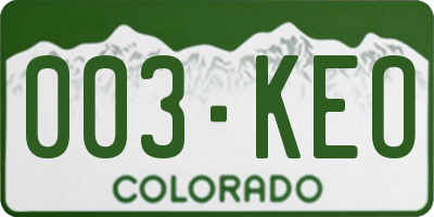 CO license plate 003KEO