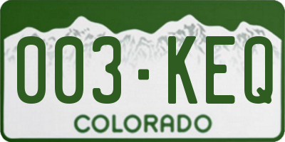 CO license plate 003KEQ