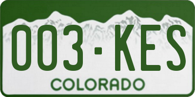 CO license plate 003KES