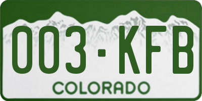 CO license plate 003KFB