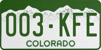 CO license plate 003KFE