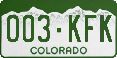 CO license plate 003KFK