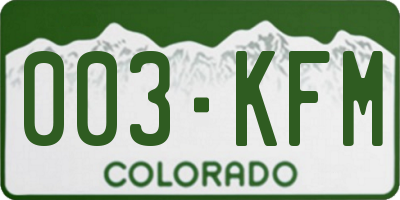 CO license plate 003KFM