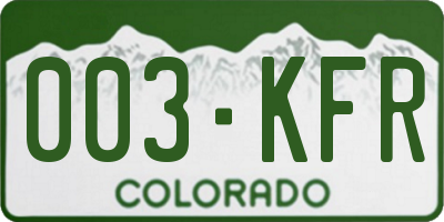 CO license plate 003KFR