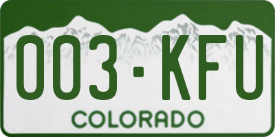 CO license plate 003KFU