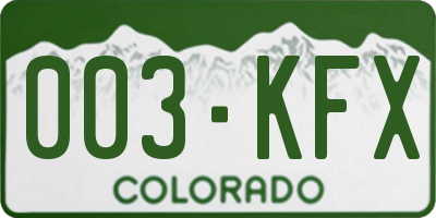 CO license plate 003KFX