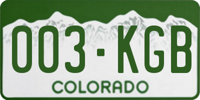CO license plate 003KGB