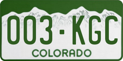 CO license plate 003KGC