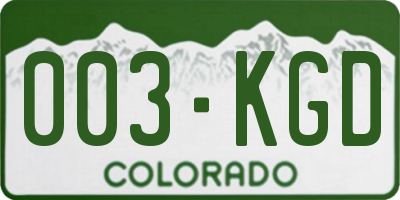CO license plate 003KGD