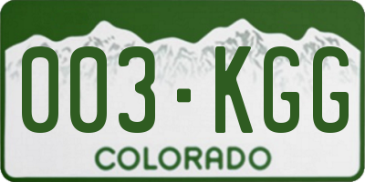 CO license plate 003KGG
